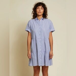 NATION LTD- Hallie Tiered Shirtdress in Banker Stripe Size M